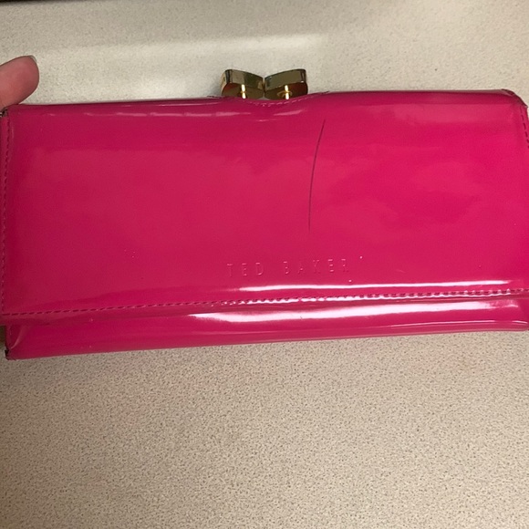 Ted Baker Bags Ted Baker Hot Pink Patent Wallet With Jewel Closure
